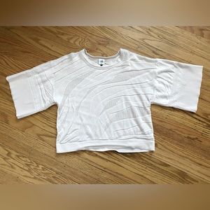 Geometric textured design knit sweater in pale pink by Cabi